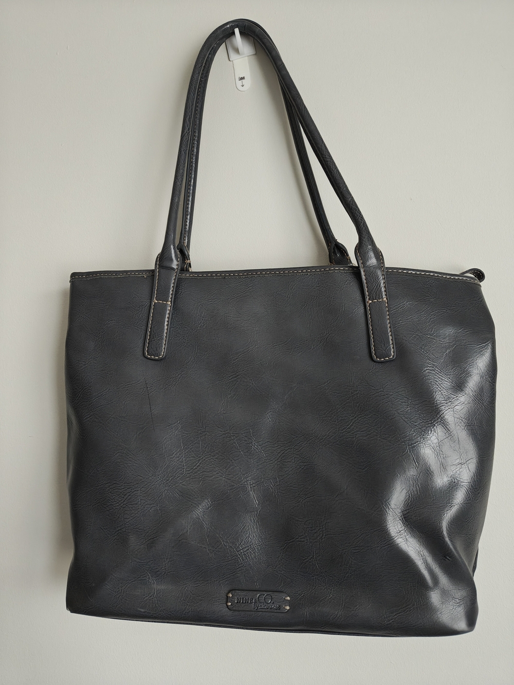 NINE &Co by nine West Grey 🩶 Faux Leather Double-Handle Tote